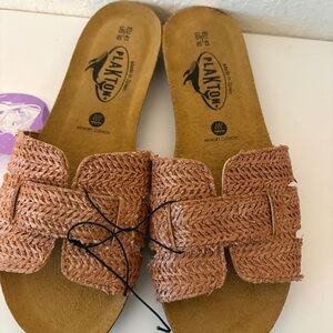 Plankton Fiji Slide On Raffia Sandals Memory Cushion SZ 10 Made In Spain